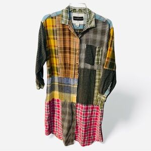 Sundance X Citron Santa Monica Women’s Flannel Patch Shirtdress Size S Oversized